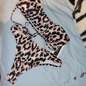 Leopard 3 part swimsuit
